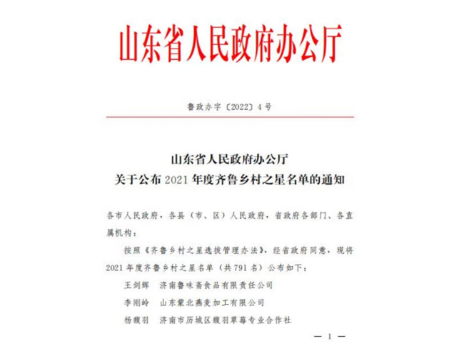 2021年度齊魯鄉(xiāng)村之星
